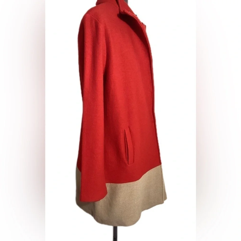 Classic 100% Wool Colorblock Coatigan Jacket Sz S Chic Minimal Sophisticated - Picture 3 of 16